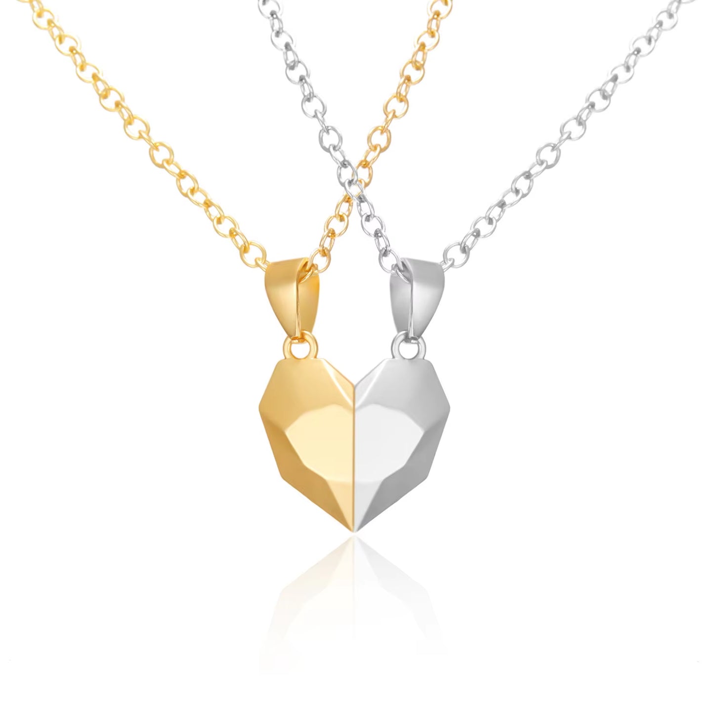 Good Simple Quality Couple Pendant Necklace Electrocardiogram,Magnetic Heart,Pendant Splicing Necklace Valentine'S Day Gift