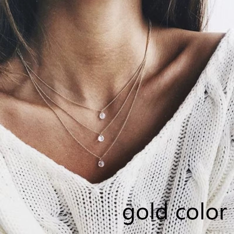 Vintage Multi Layer Party Jewelry Leaves Stars Hamsa Hand Moon Chain Necklaces & Pendants for Women Hot Sale Bijuterias