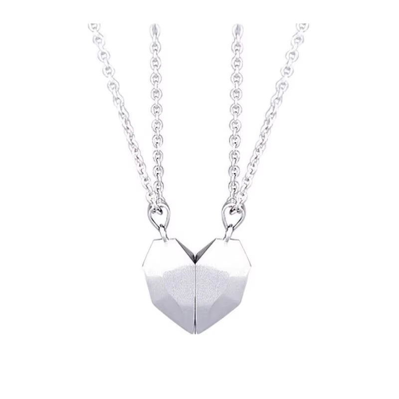 Good Simple Quality Couple Pendant Necklace Electrocardiogram,Magnetic Heart,Pendant Splicing Necklace Valentine'S Day Gift
