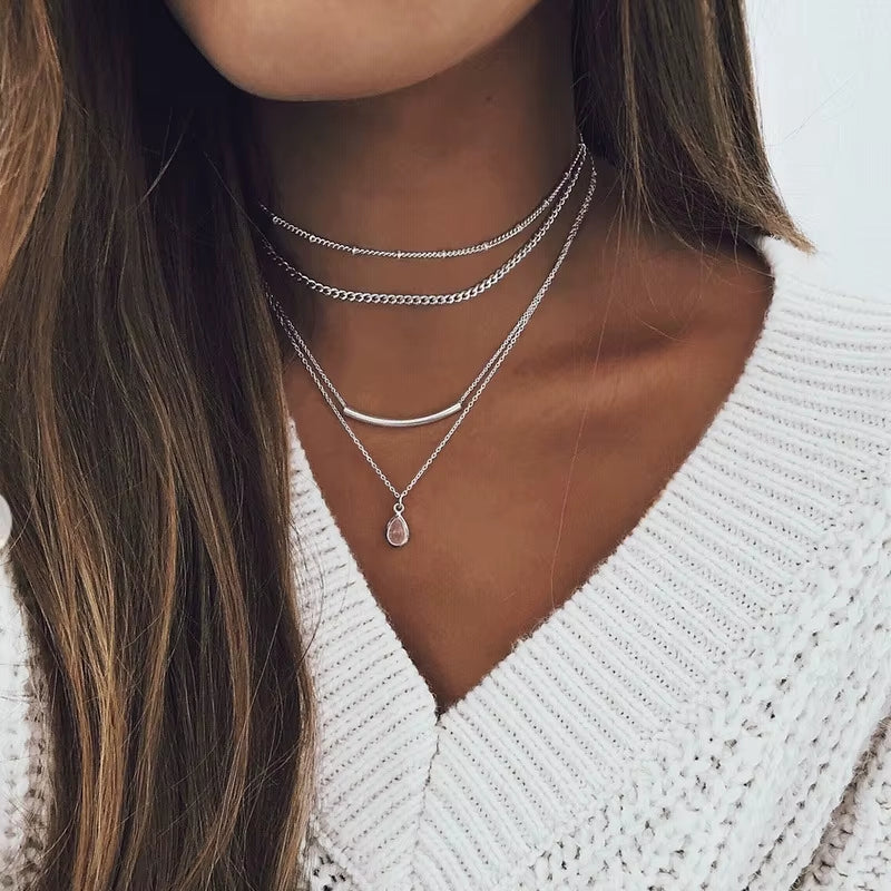 Vintage Multi Layer Party Jewelry Leaves Stars Hamsa Hand Moon Chain Necklaces & Pendants for Women Hot Sale Bijuterias