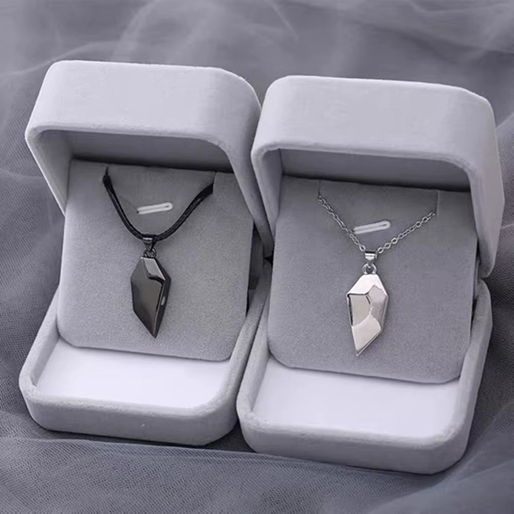 Good Simple Quality Couple Pendant Necklace Electrocardiogram,Magnetic Heart,Pendant Splicing Necklace Valentine'S Day Gift