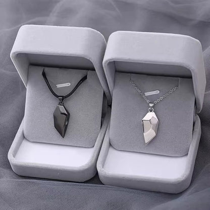 Good Simple Quality Couple Pendant Necklace Electrocardiogram,Magnetic Heart,Pendant Splicing Necklace Valentine'S Day Gift
