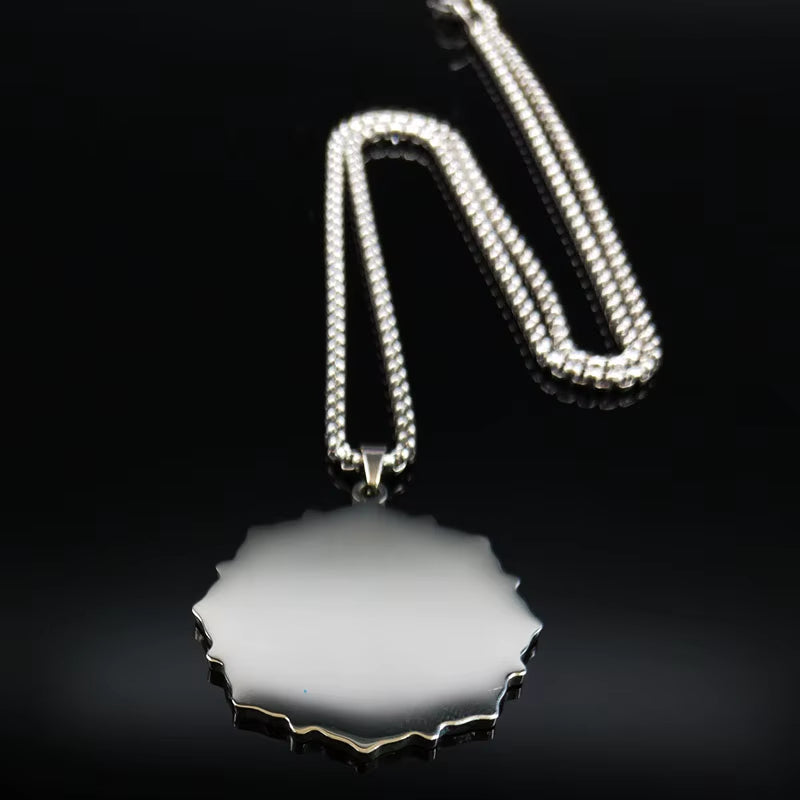 Wicca Lotus Stainless Steel Chain Necklace for Men Silver Color Yoga Mandala Buddhism Necklace Jewelry Bijuterias B18204