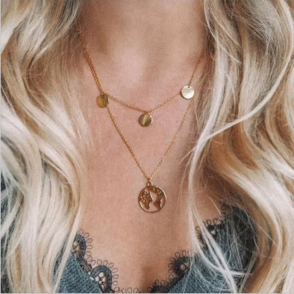 Vintage Multi Layer Party Jewelry Leaves Stars Hamsa Hand Moon Chain Necklaces & Pendants for Women Hot Sale Bijuterias