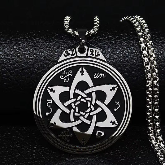 Wicca Lotus Stainless Steel Chain Necklace for Men Silver Color Yoga Mandala Buddhism Necklace Jewelry Bijuterias B18204