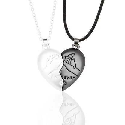 Good Simple Quality Couple Pendant Necklace Electrocardiogram,Magnetic Heart,Pendant Splicing Necklace Valentine'S Day Gift