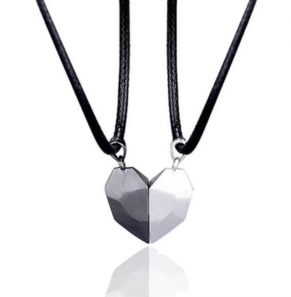 Good Simple Quality Couple Pendant Necklace Electrocardiogram,Magnetic Heart,Pendant Splicing Necklace Valentine'S Day Gift