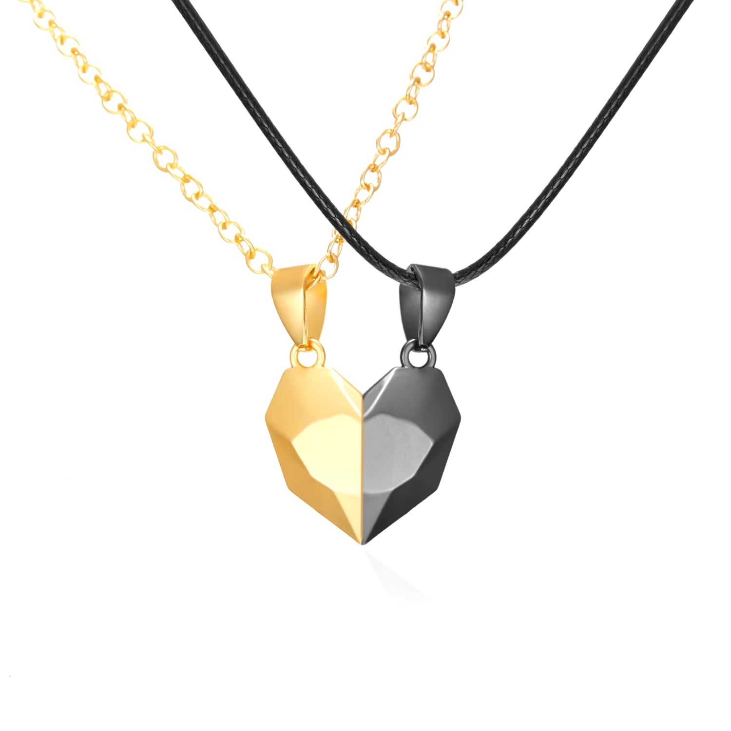 Good Simple Quality Couple Pendant Necklace Electrocardiogram,Magnetic Heart,Pendant Splicing Necklace Valentine'S Day Gift