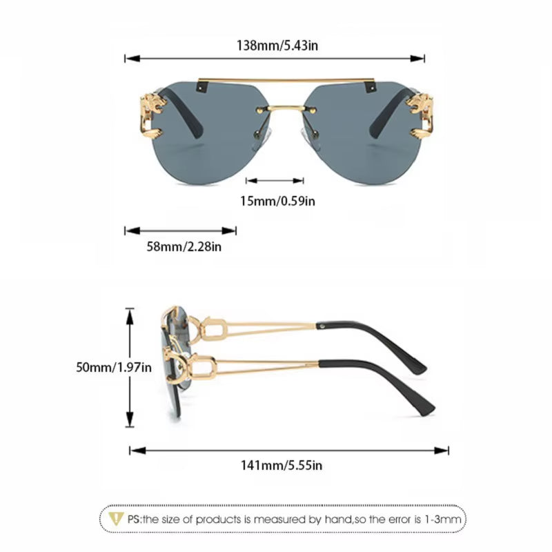 2023 Sunglasses Women Luxury Rimless Vintage Fashion Glasses Lunette Oversized Shades De Soleil Femme Gafas De Sol Mujer Lentes